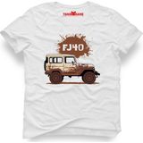 Tshirthane Toyota Jeep Fj40 Beyaz Erkek T-Shirt - L