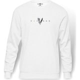 Tshirthane Vikings Baskılı Beyaz Erkek Örme Sweatshirt Uzun kol