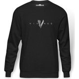 Tshirthane Vikings Baskılı Erkek Örme Sweatshirt Uzun Kol - XL - Füme - Siyah