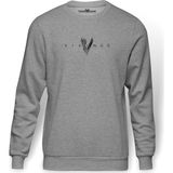 Tshirthane Vikings Baskılı Gri Melanj Erkek Örme Sweatshirt Uzun kol - XL