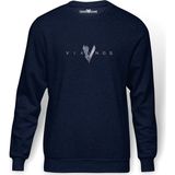 Tshirthane Vikings Baskılı İndigo Mavi Lacivert Erkek Örme Sweatshirt Uzun kol - XL