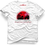 Tshirthane Visit Lucky Landing Beyaz Erkek T-Shirt