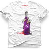 Tshirthane Zombie Drink Purple Beyaz Erkek T-Shirt - XL