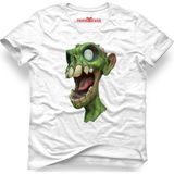 Tshirthane Zombie Yeşil Kafa Beyaz Erkek T-Shirt - XS