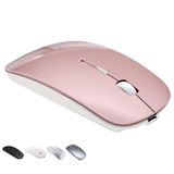 Tsmine Bluetooth Kablosuz Şarj Cihazı Bilgisayar Faresi MacBook Air Mac Pro Laptop Ipad Pad PC Lazer Optik Şarj Edilebilir Mini İnce Sessiz Fareler Yedek Kablolu Masaüstü HP iMac (Pembe Altın)