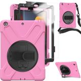 TSQ iPad 9./8./7. Nesil Kılıf, Çocuk Kız ve Kadınlar için, Ekran Koruyuculu | Güzel Pembe Darbeye Dayanıklı Kılıf w/Stand El Kayışı Taşıma Kayışı, iPad 10,2 İnç 2021/2020/2019 için Kılıf, Pembe