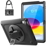TSQQST iPad 10. Nesil Kılıf 10,9 inç Ekran Koruyuculu Çocuklar 2022 | iPad 10 Kılıfı 360 Dönebilen Stantlı + El Kayışı | iPad 10. Nesil için Ağır Hizmet Sağlam Silikon Kılıf | Siyah