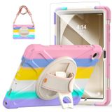 TSQQST Samsung Galaxy Tab A9+ / A9 Plus 11 inç 2023 Çocuk Kızlar için Ekran Koruyuculu Stand ve El Kayışı | Galaxy Tab A9+ Tablet SM-X210/X216/X218 için Sağlam Koruyucu Kılıf - Gökkuşağı Pembesi