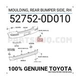 TŞT Toyota Yaris Arka Tampon Bandı Sağ 2003-2005 (Oem No: 527520D010) - Sol