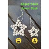 Tsundoku 2'Li Dekoratif Ahşap Boncuklu Yıldız Set Bebek Odası Süsü - Mutfak Süsü - Ağaç Süsü