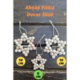 tsundoku 3'lü Dekoratif Ahşap Boncuklu Yıldız Set, Kapı Duvar Mutfak Bebek Odası Süsü