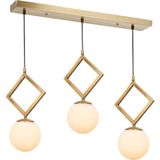 TT Aydınlatma TT015-3S Esk Eskitme Kaplama Beyaz Camlı 3 Lü Sıralı Avize - Sarı