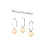 TT AYDINLATMA Tt016-3s Kr Krom Kaplama Beyaz Camlı 3 Lü Sıralı Avize Krom