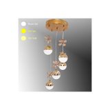TT AYDINLATMA TT033-5-SR TT Aydınlatma Kelebek Toplu Model Sarı Kaplama 5 li 3 Renk Modüllü Ledli Avize Sarı 25 x 70