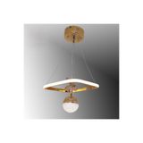 TT AYDINLATMA TT037-SR TT Aydınlatma Kare Model Sarı Kaplama Tek Toplu 3 Renk Modüllü Ledli Avize Sarı 20 x 80