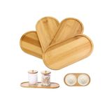 TT KİTCHEN 2 Adet Bambu Oval Sunum ve Servis Tepsisi - Ahşap Tepsi - Yağdanlık Altlığı