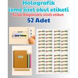 TT sticker Suya Dayanıklı Holografik Isme Özel Isim Etiket Kişiselleştirilen Sticker Hologram Defter Kalem Okul Çıkartma