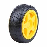 TT Tekerlek 2.5x6,8cm Plastik Sarı Oyuncak Araba Rubber Lastik Robot Akılı Araç Oyuncak Haraket Parçası Jant DIY TT Motor Uyumlu