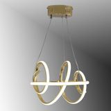 TT005-SR Tt Aydınlatma Burgu Modeli Gold Sarı Kaplama LED Avize - 3 Renk Işık