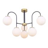 Tt010-6 Esk Tt Aydınlatma Eskitme Rengi Kaplama 6 Lı Beyaz Camlı Lüks Avize