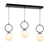 TT014-3S SY TT Aydınlatma Mat Siyah - Beyaz Camlı 3 lü Sıralı Avize