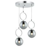 Tt014-3y Kr Tt Aydınlatma Krom Kaplama Füme Camlı 3 Lü Yuvarlak Avize