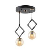 TT015-2 SY TT Aydınlatma Mat Siyah - Eskitme Bal Camlı 2 li Avize