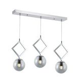 Tt015-3s Kr Tt Aydınlatma Krom Kaplama Füme Camlı 3 Lü Sıralı Avize