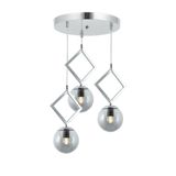 Tt015-3y Kr Tt Aydınlatma Krom Kaplama Füme Camlı 3 Lü Yuvarlak Avize