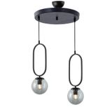 TT016-2 SY TT Aydınlatma Mat Siyah Füme Camlı 2 li Avize