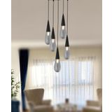 Tt023-5Y-Full-Sy Tt Aydınlatma Full Mat Siyah 5 Li Damla Modeli Avize
