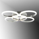 TT304-4+1-KR Yuvarlak Tt Aydınlatma Krom Kaplama 5 Li LED Avize - 3 Renk Işık