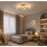 TT305-2-SR Tt Aydınlatma Sarı Kaplama 2 Li LED Avize - 3 Renk Işık - Gold