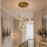 TT339-3+1-FULLESK Tt Aydınlatma Nexus Modeli 20 Lik Halka 4 Lü LED Avize - Sarı Işık - Eskitme