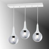 TT601-3S-FULLBY Tt Aydınlatma Mat Beyaz 3 Lü Uzun Hunili Sıralı Avize - Beyaz - Füme