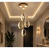 TT805-3+1-SR Tt Aydınlatma Akrilik Küpe 4 Lü Ledli Sarı Kaplama 3 Renk Modüllü Ledli Avize - Gold