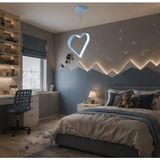 TT901-1-MV Tt Aydınlatma Kalp Modeli Mavi Boyalı Çocuk Odası LED Avize - 3 Renk Işık
