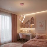 TT901-1-PMB Tt Aydınlatma Kalp Modeli Pembe Boyalı Çocuk Odası LED Avize - Gün Işığı