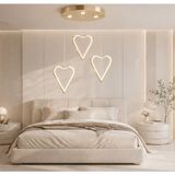 TT901-3Y-FSR Tt Aydınlatma Kalp Modeli Fransız Sarı Kaplama 3 Lü Yuvarlak LED Avize - 3 Renk Işık - Rose Gold