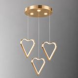 TT901-3Y-FSR Tt Aydınlatma Kalp Modeli Fransız Sarı Kaplama 3 Lü Yuvarlak LED Avize - Beyaz Işık - Rose Gold