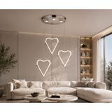 TT901-3Y-KR Tt Aydınlatma Kalp Modeli Krom Kaplama 3 Lü Yuvarlak LED Avize - 3 Renk Işık