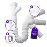 TTAMG Esnek gider hortumu, lavabo, çamaşır makinesi için sifon, 1 1/4 inç x 32 mm banyo - gider borusu tırtıklı hortum uzatılabilir - lavabo - boru kelepçesi gider evrensel mutfak lavabosu