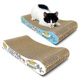 TTCAT Kedi Tırmalama Pedi, 2'li Paket Oluklu Kedi Tırmalama Kartonu, Kemik Tipi Dayanıklı Kedi Tırmalama Tahtası Mobilya Koruması için Kedi Nanesi ile Ters Çevrilebilir ..