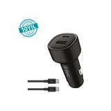 Ttec 2Ckp02Cs SmartCharger Duo PD 48W Araç İçi Hızlı Şarj Cihazı Usb-C+Usb-A - Usb-C-Usb-C 3A Kablo-Siyah