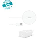 Ttec 2Ks30B AirCharger M+ MagSafe Uyumlu Kablosuz Şarj Cihazı ve PD 20W Seyahat Beyaz