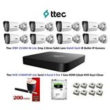 Ttec 2Mp Mikrofonlu 8 Kameralı 500Gb Disk Tak Çalıştır Hazır Ip Kamera Seti