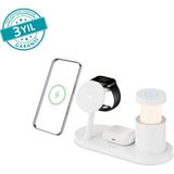 ttec AirCharger Lumin Pro 2 Qi2.2/MagSafe Özellikli 25W iPhone/Android 4ü 1 Arada iPhone + Apple Watch + AirPodsLED Aydınlatmalı Kablosuz Hızlı Şarj Standı Beyaz 2KS46B