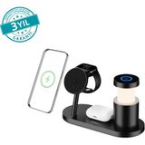 ttec AirCharger Lumin Pro 2 Qi2.2/MagSafe Özellikli 25W iPhone/Android 4ü 1 Arada iPhone + Apple Watch + AirPodsLED Aydınlatmalı Kablosuz Hızlı Şarj Standı Siyah 2KS46S
