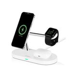 Ttec AirCharger Quattro M MagSafe Uyumlu 4ü1 Arada iPhone + Apple Watch + AirPods LED Aydınlatmalı Kablosuz Şarj Standı Beyaz