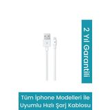 Ttec Iphone Şarj Kablosu Beyaz (iphone 13 - 12 - 11 - X-8-7-6 Destekleyen Şarj Kablosu